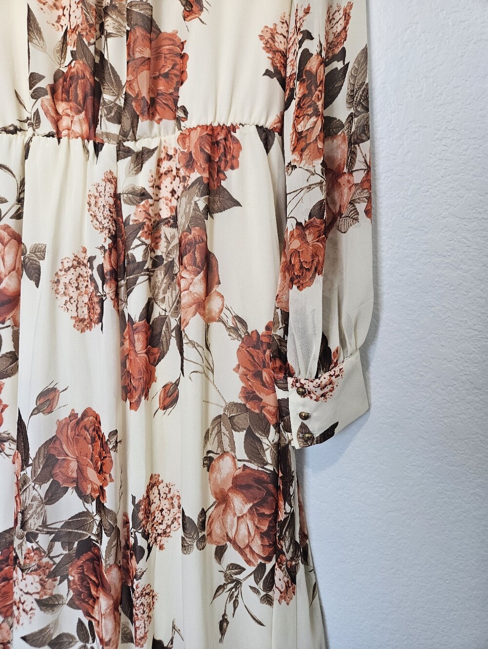 NWT Baltic Born | Lydia Fall Floral Flower Maxi Long Sheer Dress Women Large - Picture 5 of 7